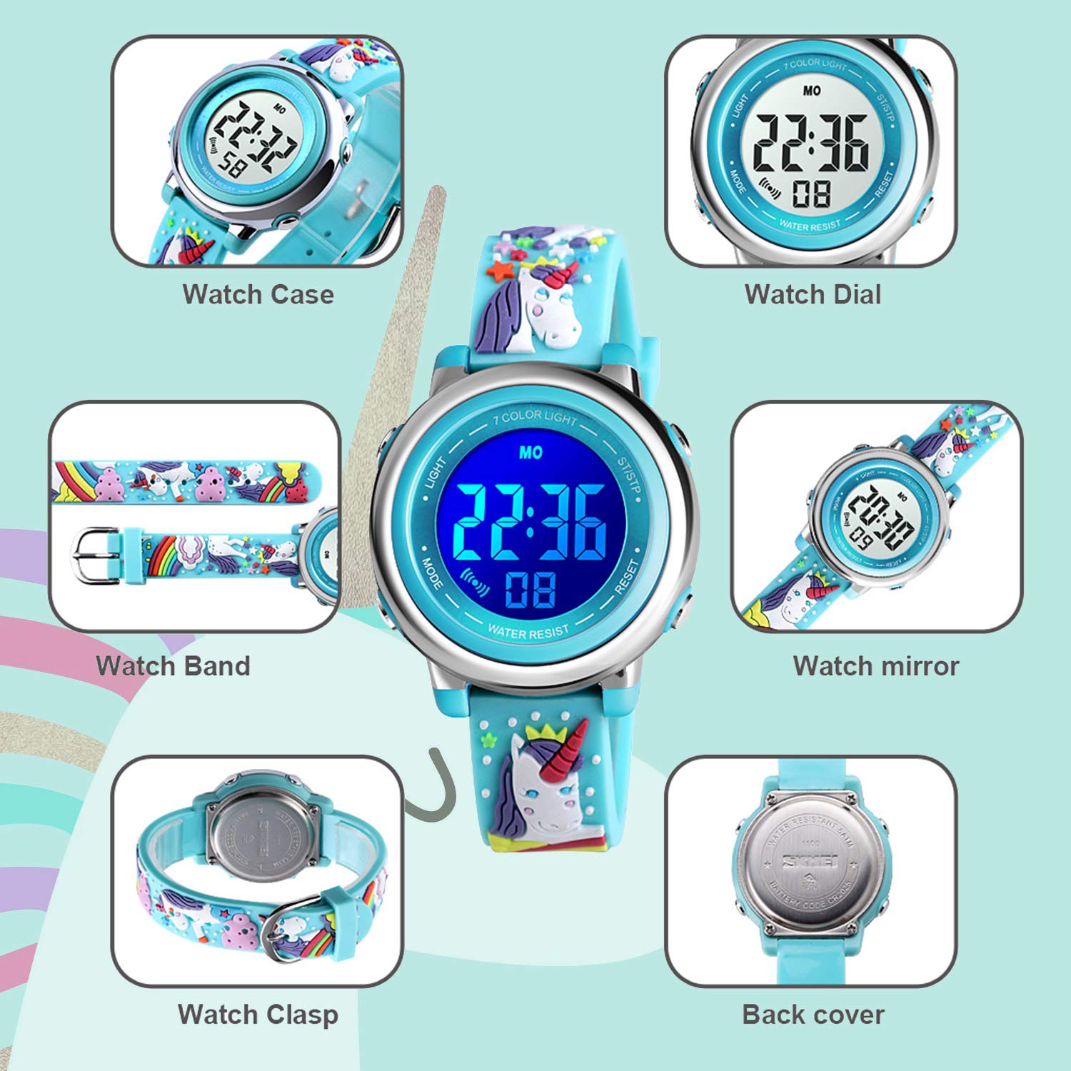 cofuo Cofuo Kids Digital Sport Waterproof Watch for Girls and Boys with LED Alarm Stopwatch Perfect for Outdoor Activities - View 2 of 7