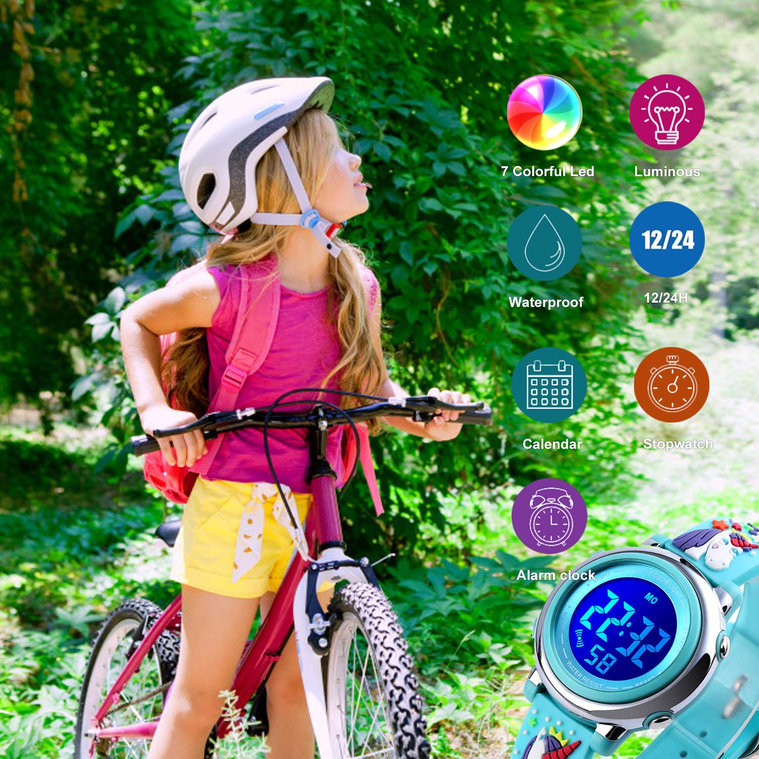 cofuo Cofuo Kids Digital Sport Waterproof Watch for Girls and Boys with LED Alarm Stopwatch Perfect for Outdoor Activities - View 3 of 7