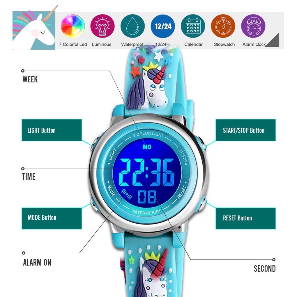 cofuo Cofuo Kids Digital Sport Waterproof Watch for Girls and Boys with LED Alarm Stopwatch Perfect for Outdoor Activities - View 4 of 7