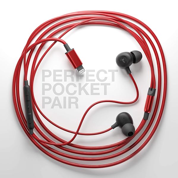 Thore Thore iPhone 13/14 Earphones (V60) Wired in Ear Lightning Earbuds (Apple MFi Certified) Headphones with Microphone/Remote for iPhone 12/11/Pro Max/Xr/Xs Max/X/8/7 - Red - View 6 of 8