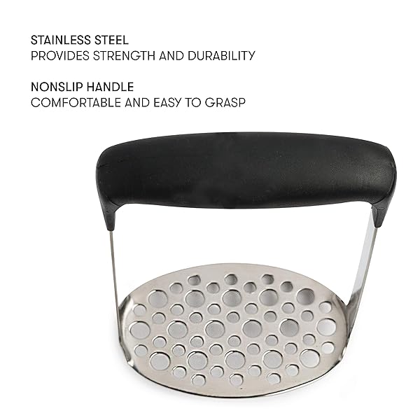Cooking Light Cooking Light Heavy Duty Stainless Steel Masher with Ergonomic Handle for Smooth Mashed Potatoes Black - View 2 of 6