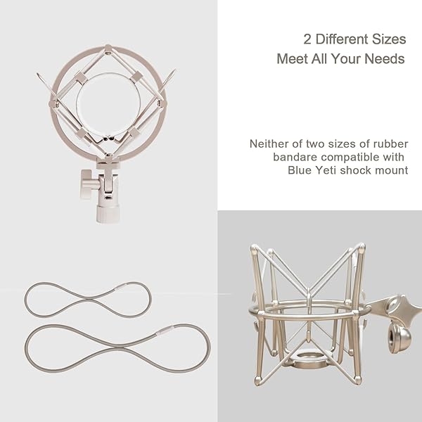 Boseen Boseen Universal Elastic Bands Replacement Set of 4 Anti-Aging Rubber Ring for Microphone Shock Mount Holder Clamp Clip Gray - View 2 of 5