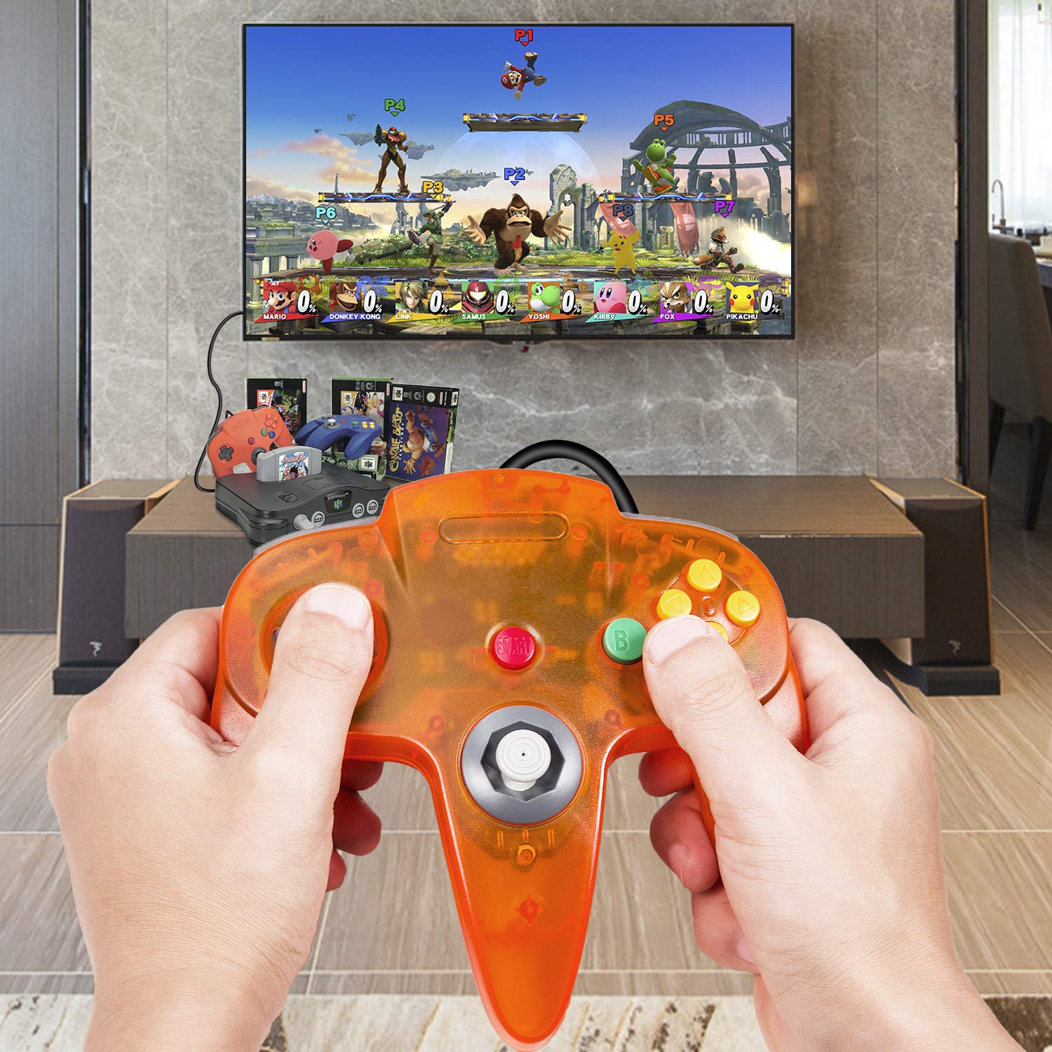 miadore Miadore Classic N64 Controller Joystick Remote Clear Orange for N64 Video Game System Console - View 2 of 8