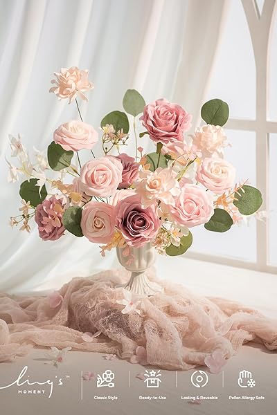 Ling's moment Ling's Moment Vintage Blush Artificial Flowers Combo for DIY Wedding Bouquets Centerpieces Party Baby Shower Home Decorations - View 2 of 5