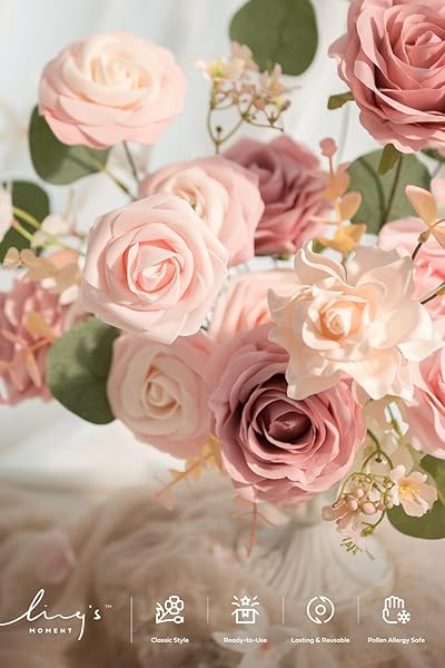 Ling's moment Ling's Moment Vintage Blush Artificial Flowers Combo for DIY Wedding Bouquets Centerpieces Party Baby Shower Home Decorations - View 3 of 5