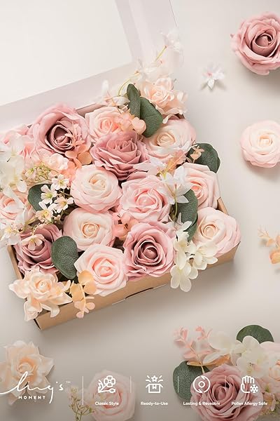 Ling's moment Ling's Moment Vintage Blush Artificial Flowers Combo for DIY Wedding Bouquets Centerpieces Party Baby Shower Home Decorations - View 4 of 5
