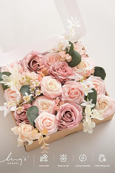 Ling's moment Ling's Moment Vintage Blush Artificial Flowers Combo for DIY Wedding Bouquets Centerpieces Party Baby Shower Home Decorations - View 5 of 5
