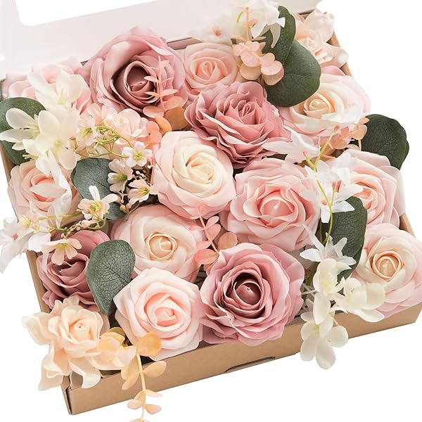Ling's moment Ling's Moment Vintage Blush Artificial Flowers Combo for DIY Wedding Bouquets Centerpieces Party Baby Shower Home Decorations