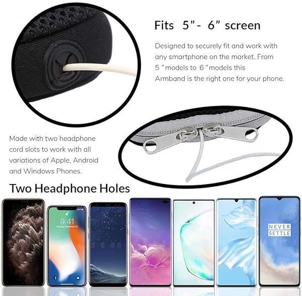 PARAHAIR Universal Arm Phone Holder for Running Workout Pouch Case for iPhone 14 Pro 14 Plus 13 Plus Samsung Galaxy Huawei All Phones Up to 5.5 Inch Black - View 5 of 7