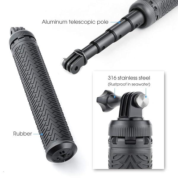 SOONSUN SOONSUN 3-in-1 Waterproof Selfie Stick for GoPro & Action Cameras - Extendable Monopod, Hand Grip, Tripod Stand - View 5 of 11