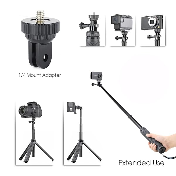 SOONSUN SOONSUN 3-in-1 Waterproof Selfie Stick for GoPro & Action Cameras - Extendable Monopod, Hand Grip, Tripod Stand - View 8 of 11