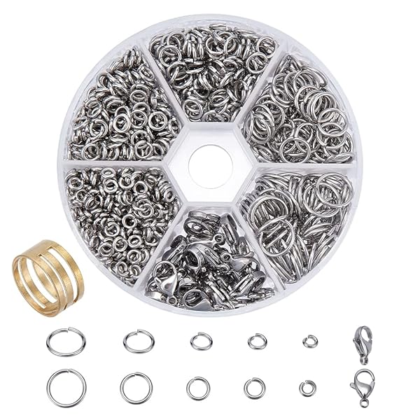 PH PandaHall 1160 pcs Stainless Steel Jump Rings and Lobster Claw Clasps for Jewelry DIY Craft Making Earring Bracelet Necklace Pendants