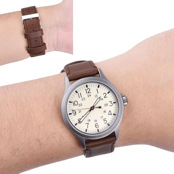 Ritche Ritche Christmas Gift 21mm Quick Release Vintage Leather Watch Band Dark Brown Genuine Leather Strap with Black Buckle for Men - View 3 of 6