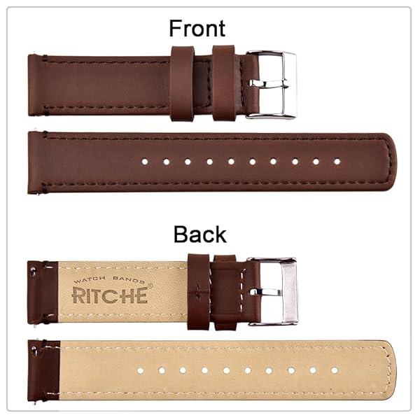 Ritche Ritche Christmas Gift 21mm Quick Release Vintage Leather Watch Band Dark Brown Genuine Leather Strap with Black Buckle for Men - View 5 of 6