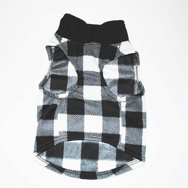 PIXRIY PIXRIY Dog Sweater Soft Fleece Vest with Leash Ring Pullover Jacket for Small Dogs and Cats Black White Winter Pet Clothes - View 3 of 6