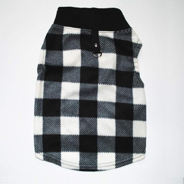 PIXRIY PIXRIY Dog Sweater Soft Fleece Vest with Leash Ring Pullover Jacket for Small Dogs and Cats Black White Winter Pet Clothes