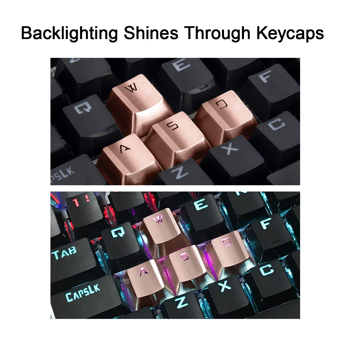 Fitlink Fitlink FPS MOBA Gaming Keycaps Durable Stainless Steel Keycap with Key Puller for Mechanical Keyboard Cherry MX Switch Rose Gold - View 4 of 7