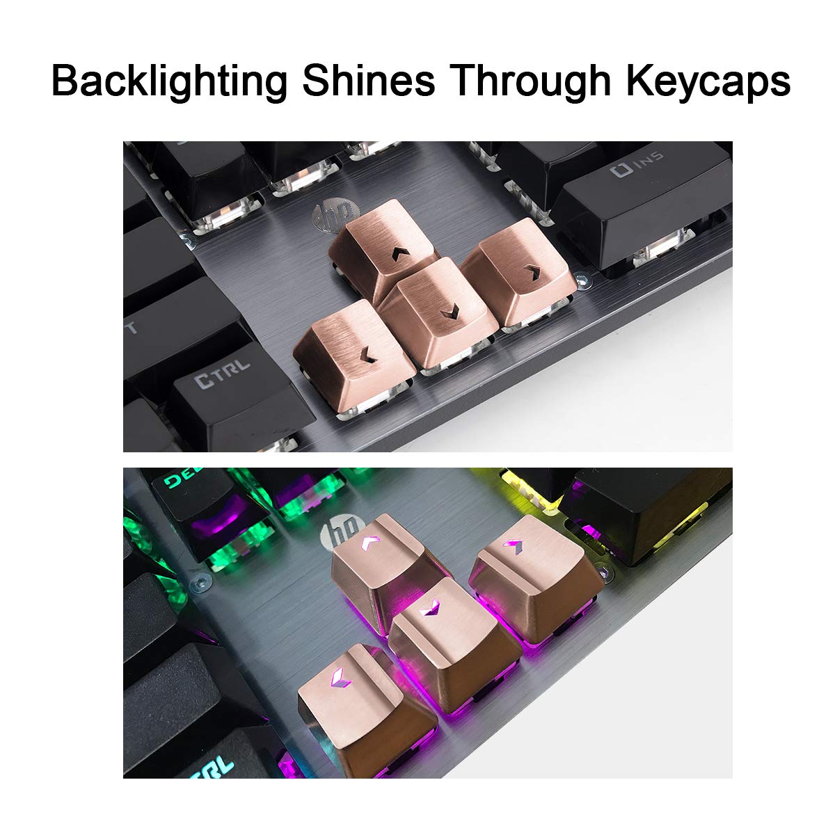 Fitlink Fitlink FPS MOBA Gaming Keycaps Durable Stainless Steel Keycap with Key Puller for Mechanical Keyboard Cherry MX Switch Rose Gold - View 5 of 7