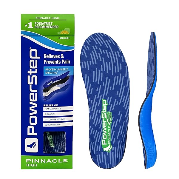 PowerStep Powerstep Pinnacle High Insole for Men and Women Comfortable Supportive Footwear Solution in Blue and Dark Green