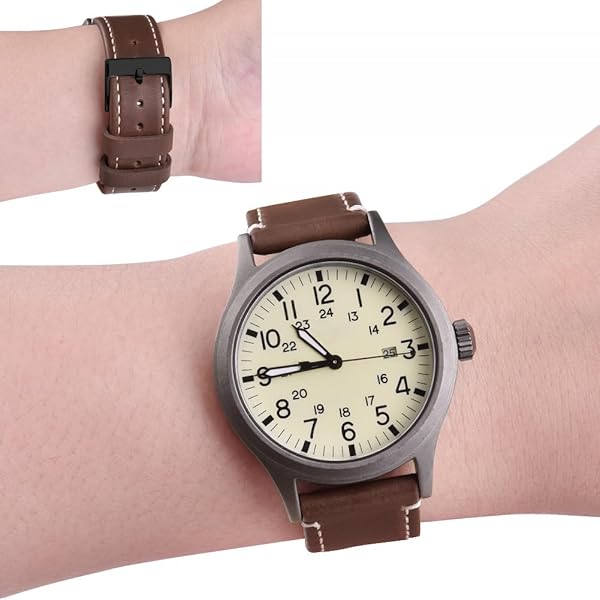 Ritche Ritche Christmas Gift 21mm Quick Release Vintage Leather Watch Bands for Men Genuine Brown Straps Perfect for White Elephant and Stocking Stuffers - View 3 of 6