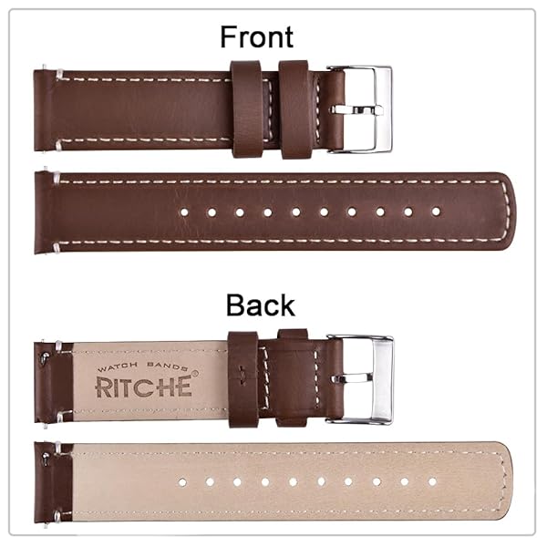 Ritche Ritche Christmas Gift 21mm Quick Release Vintage Leather Watch Bands for Men Genuine Brown Straps Perfect for White Elephant and Stocking Stuffers - View 5 of 6