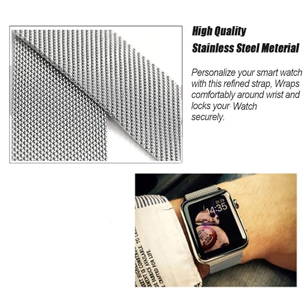SPINYE SPINYE Stainless Steel Mesh Band for Apple Watch 38mm 40mm 42mm 44mm Compatible with Series 5 4 3 2 for Men and Women Silver - View 3 of 6