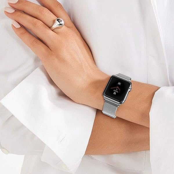 SPINYE SPINYE Stainless Steel Mesh Band for Apple Watch 38mm 40mm 42mm 44mm Compatible with Series 5 4 3 2 for Men and Women Silver - View 4 of 6