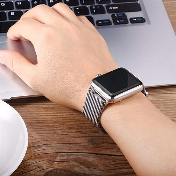 SPINYE SPINYE Stainless Steel Mesh Band for Apple Watch 38mm 40mm 42mm 44mm Compatible with Series 5 4 3 2 for Men and Women Silver - View 6 of 6