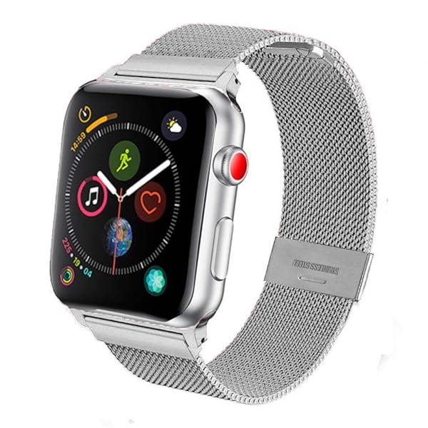 SPINYE Stainless Steel Mesh Band for Apple Watch 38mm 40mm 42mm 44mm Compatible with Series 5 4 3 2 for Men and Women Silver