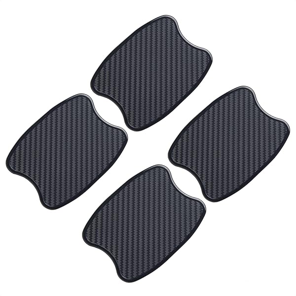 TANGSEN Protect Your Car: TANGSEN 4Pcs 3D Carbon Fiber Door Cup Handle Scratch Protectors - Black TPU Stickers