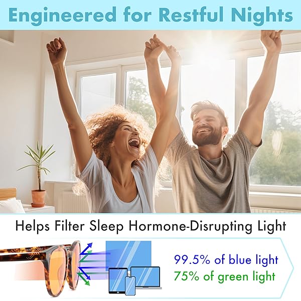 THL SLEEP Orange Blue Light Blocking Glasses for Better Sleep 99.5% Blue Light Blocker for Men and Women Amber Gaming and Migraine Glasses - View 3 of 9