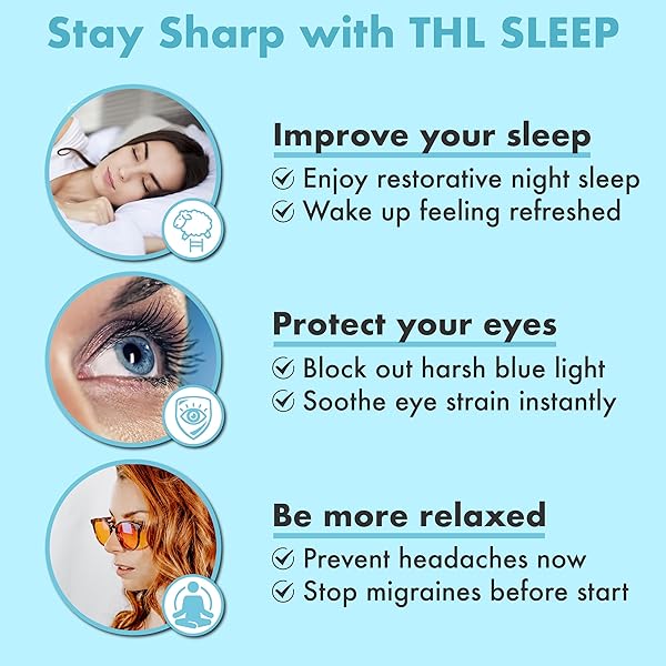 THL SLEEP Orange Blue Light Blocking Glasses for Better Sleep 99.5% Blue Light Blocker for Men and Women Amber Gaming and Migraine Glasses - View 4 of 9