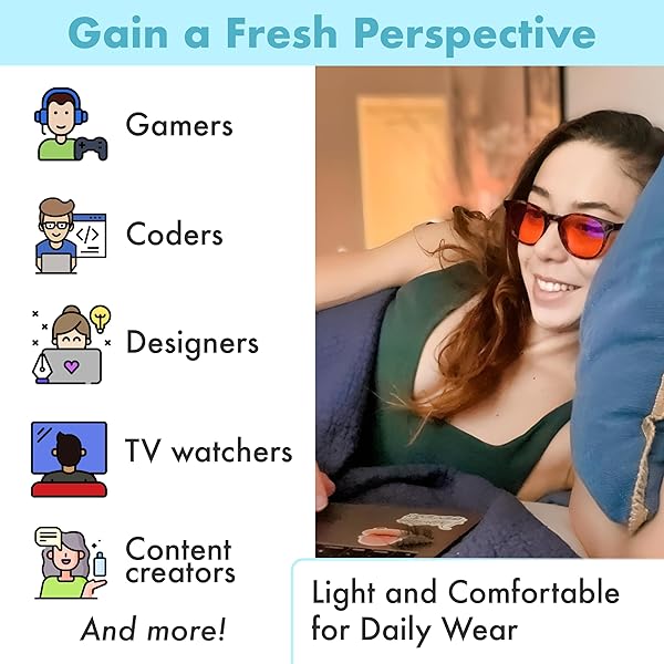 THL SLEEP Orange Blue Light Blocking Glasses for Better Sleep 99.5% Blue Light Blocker for Men and Women Amber Gaming and Migraine Glasses - View 7 of 9