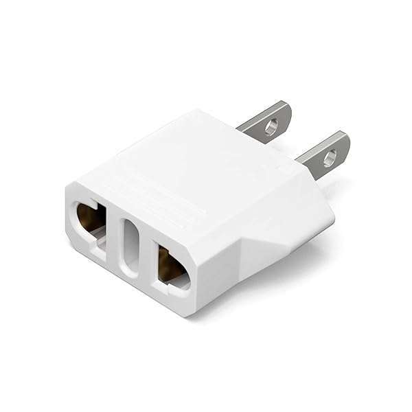 Unidapt Unidapt EU to US Travel Plug Adapter - Compact European to American Outlet Converter, 1-Pack, White