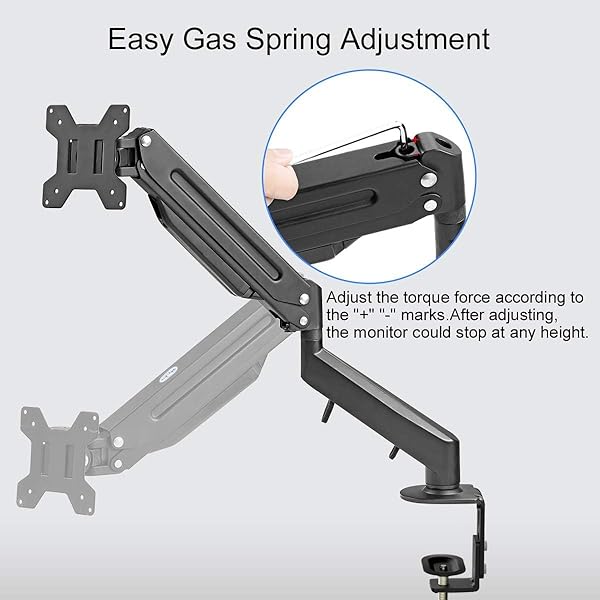 suptek Suptek Adjustable Gas Spring Monitor Mount for 17 to 27 Inch Monitors Supports Up to 13.2 lbs for Optimal Viewing Experience - View 4 of 8