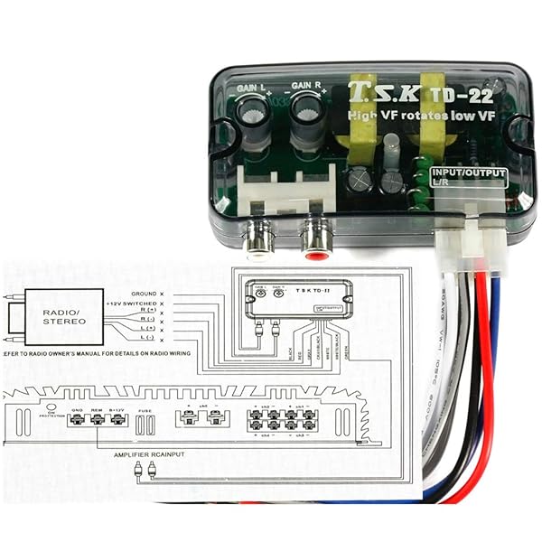 Acxico Acxico Car Stereo RCA Speaker Wire Line Converter High to Low Output Adapter for Enhanced Audio Performance - View 4 of 8