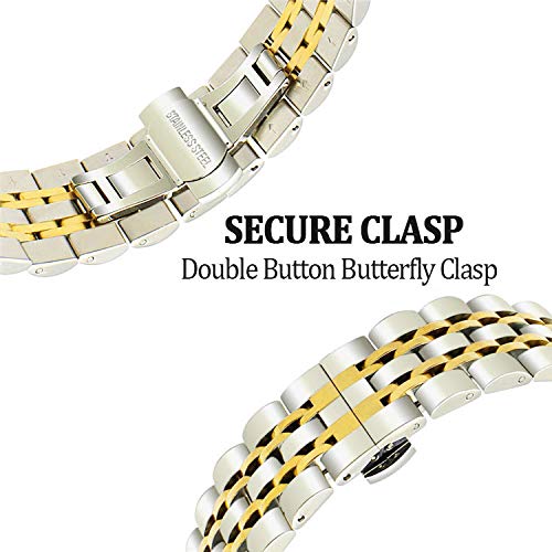 SPINYE SPINYE Stainless Steel Band for Samsung Galaxy Watch 6 5 4 3 Active 2 20mm Metal Replacement Strap for Men Women Silver Gold - View 5 of 9