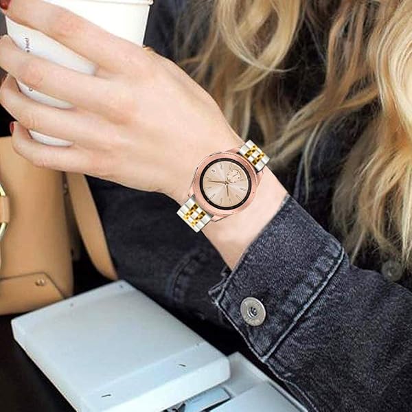 SPINYE SPINYE Stainless Steel Band for Samsung Galaxy Watch 6 5 4 3 Active 2 20mm Metal Replacement Strap for Men Women Silver Gold - View 6 of 9