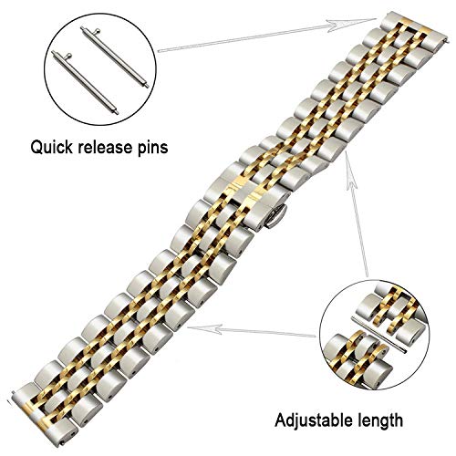 SPINYE SPINYE Stainless Steel Band for Samsung Galaxy Watch 6 5 4 3 Active 2 20mm Metal Replacement Strap for Men Women Silver Gold - View 9 of 9
