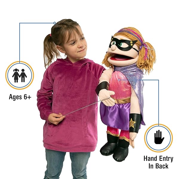 Silly Puppets 25 Inch Superhero Peach Girl Full Body Ventriloquist Style Puppet for Kids and Collectors - View 2 of 5