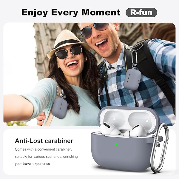 R-fun Rfun AirPods Pro 2nd 1st Generation Case with Cleaner Kit Soft Silicone Cover for Apple AirPods Pro Accessories Grey - View 4 of 9