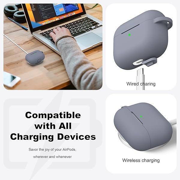 R-fun Rfun AirPods Pro 2nd 1st Generation Case with Cleaner Kit Soft Silicone Cover for Apple AirPods Pro Accessories Grey - View 5 of 9