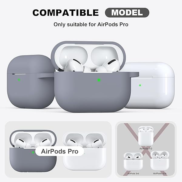 R-fun Rfun AirPods Pro 2nd 1st Generation Case with Cleaner Kit Soft Silicone Cover for Apple AirPods Pro Accessories Grey - View 6 of 9