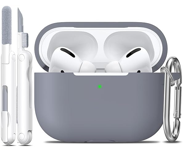 R-fun Rfun AirPods Pro 2nd 1st Generation Case with Cleaner Kit Soft Silicone Cover for Apple AirPods Pro Accessories Grey - View 2 of 9