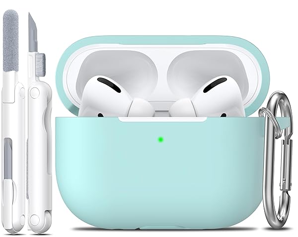 R-fun Rfun Soft Silicone Protective Case for AirPods Pro 2nd 1st Generation with Cleaner Kit and Keychain in Turquoise for Men and Women - View 2 of 9
