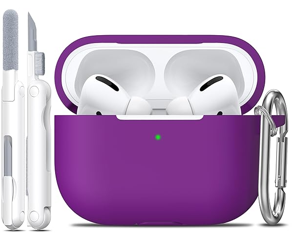 R-fun Rfun AirPods Pro Case Soft Silicone Cover with Cleaner Kit Keychain Violet for 1st 2nd Generation Accessories for Men Women - View 3 of 8