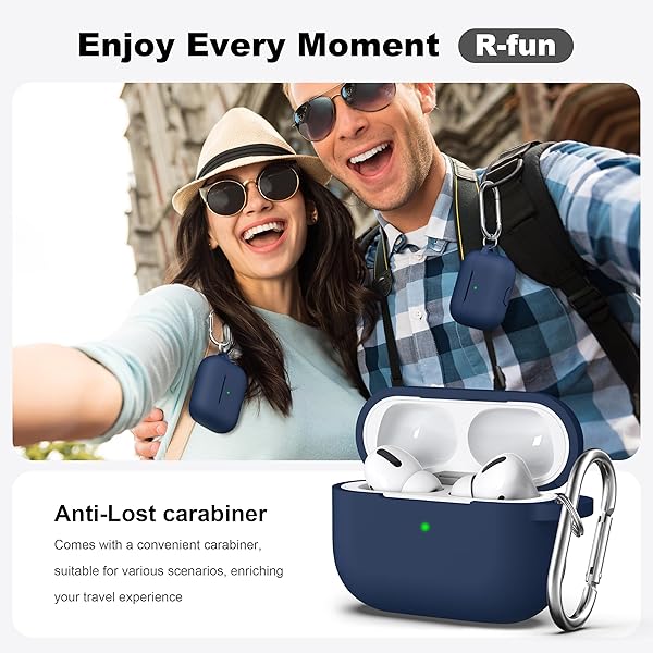 R-fun Rfun Soft Silicone Protective Case for AirPods Pro 2nd 1st Generation with Cleaner Kit and Keychain Midnight Blue - View 4 of 9