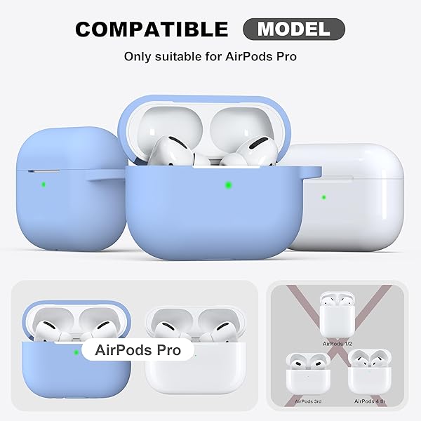 R-fun Rfun AirPods Pro 2nd 1st Generation Case with Cleaner Kit Soft Silicone Cover for Apple AirPods Pro Accessories Blue Gray - View 6 of 9