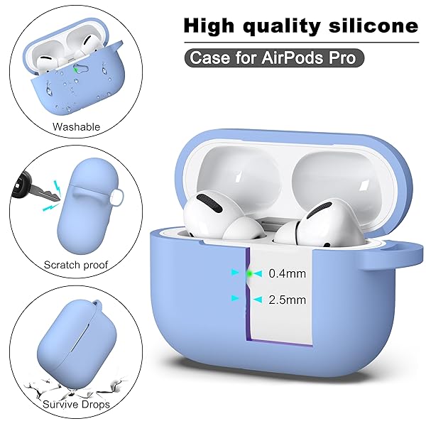 R-fun Rfun AirPods Pro 2nd 1st Generation Case with Cleaner Kit Soft Silicone Cover for Apple AirPods Pro Accessories Blue Gray - View 8 of 9