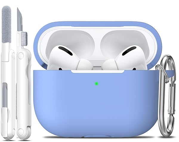 R-fun Rfun AirPods Pro 2nd 1st Generation Case with Cleaner Kit Soft Silicone Cover for Apple AirPods Pro Accessories Blue Gray